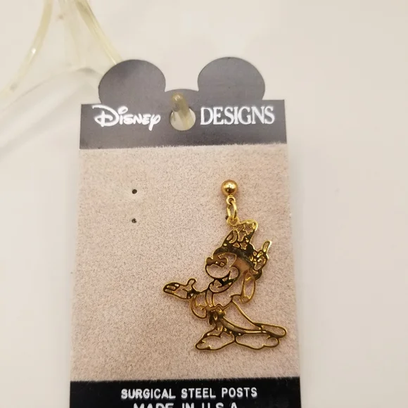 Fantasia's Sorcerer's Apprentice Mickey Mouse Gold Tone Post Earrings - Picture 3 of 3